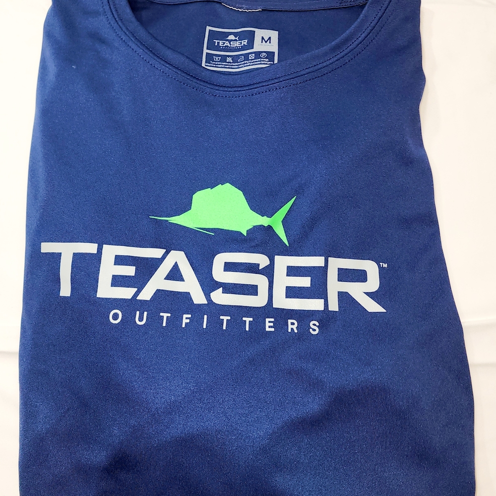 TEASER quick dry dark Blue and Green Short Sleeve Tee Mens Size Medium